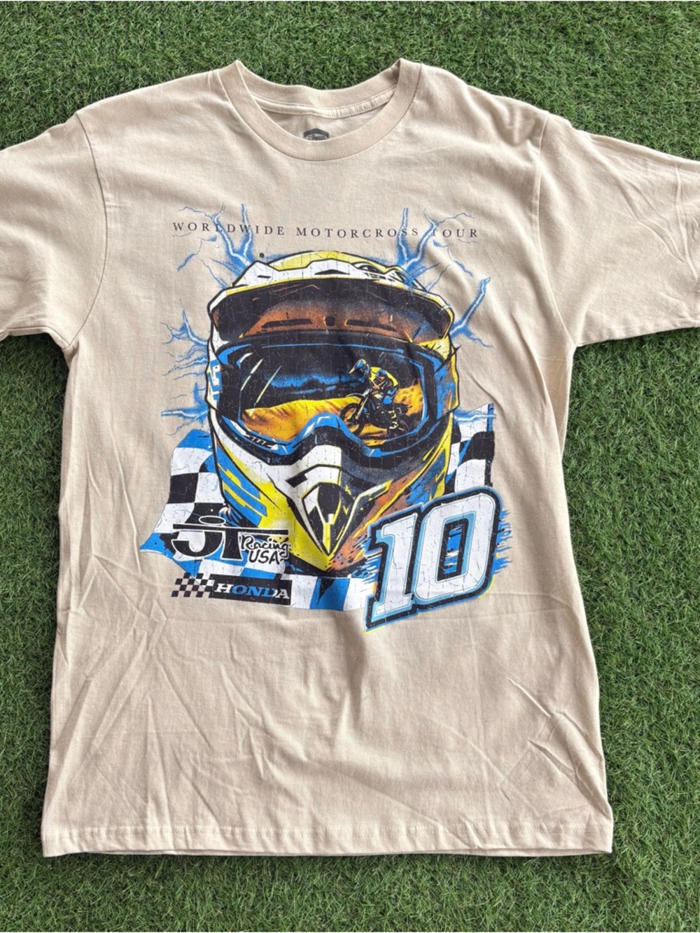 Honda JT Racing USA Motorcross Graphic T-Shirt Tan Large